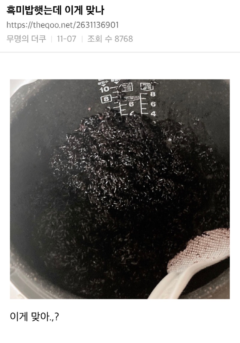 흑미밥 했는데 이거 맞냐?