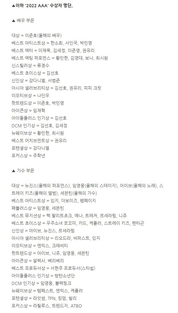 시상식인지 수고했다고 주는건지..
