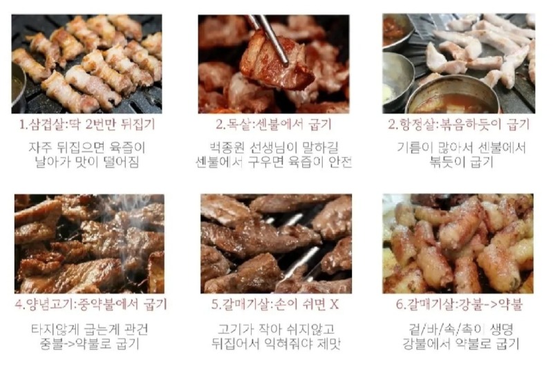 돼지 부위별 굽는 법