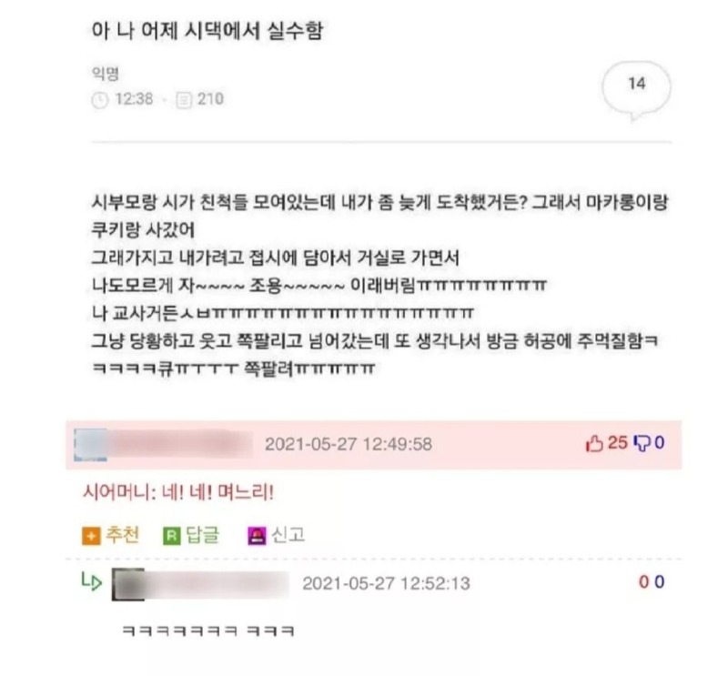 시댁 가서 말실수한 썰