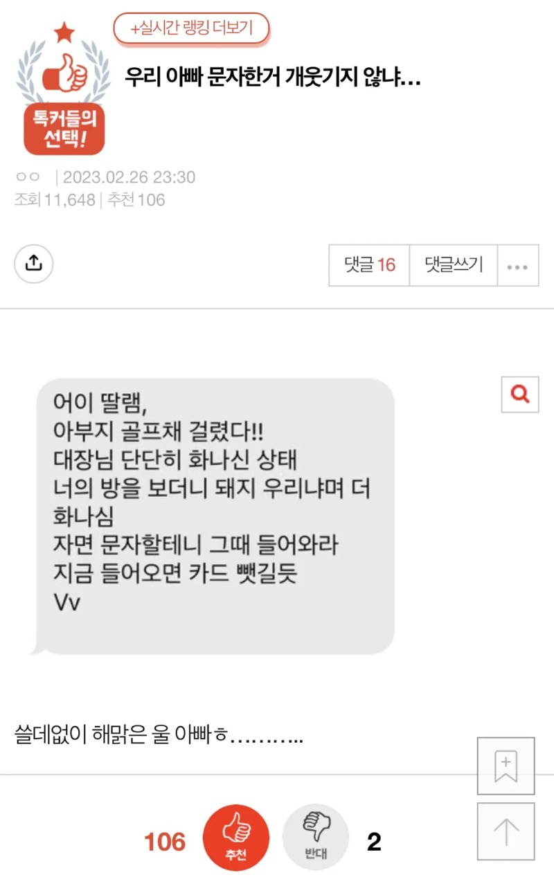위협을 감지한 재밌는 아부지