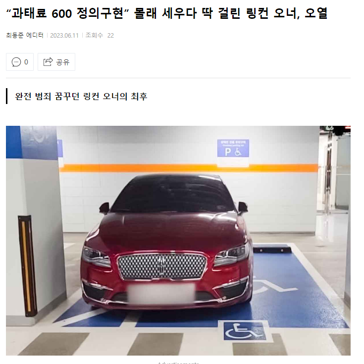 주차비 과태료 600만원 