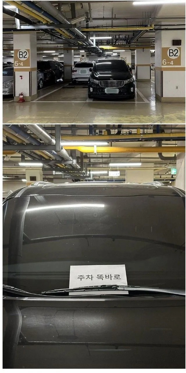 주차 똑바로.