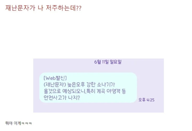 재난 문자 받고도 놀고싶지?