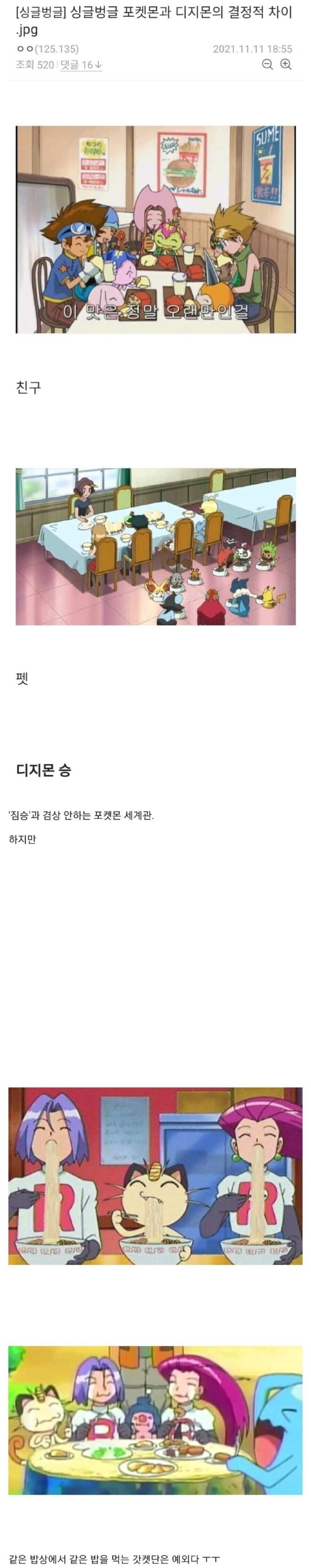 포켓몬과 디지몬의 결정적인 차이