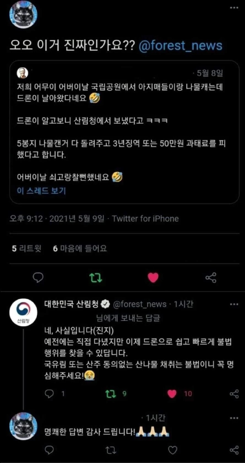 산림청이 산에서 나물캐는사람 찾아내는 방법 