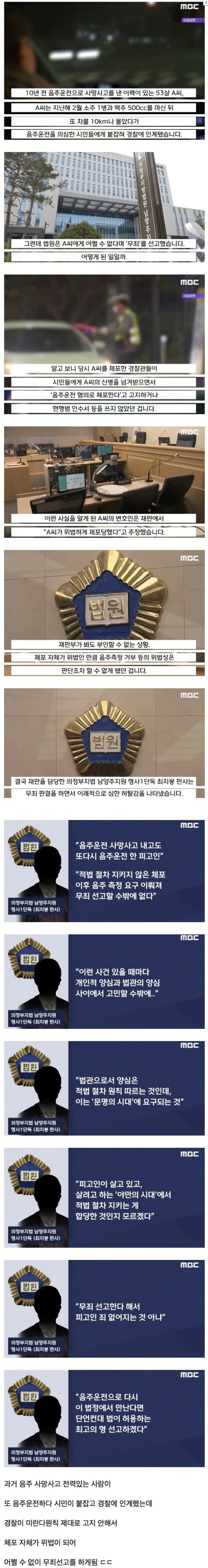 음주운전 무죄판결을 내리면서 판사가 한탄한 이유