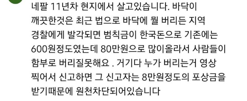 최근 네팔 길바닥이 깨끗해진 이유. 