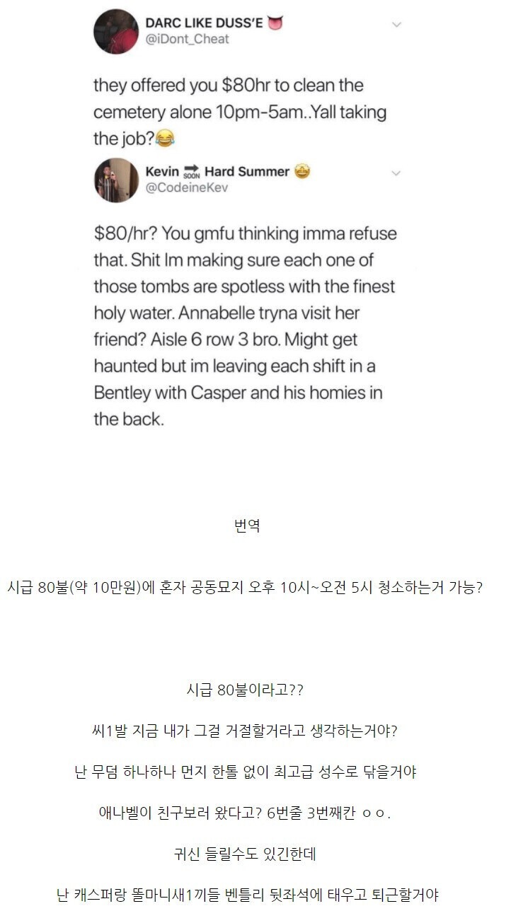 시급 80달러에 공동묘지 청소 가능?? 