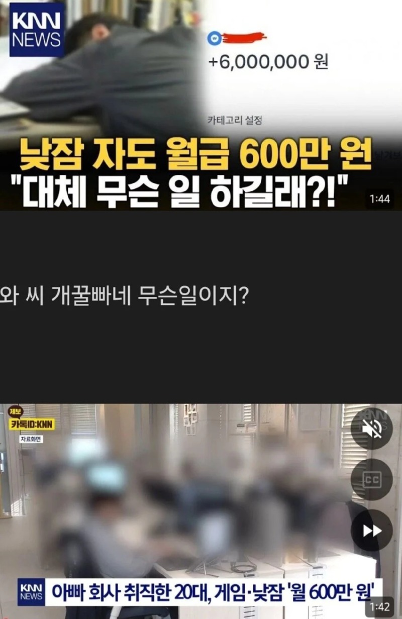 게임하고 낮잠 자는데 월급 600만원.....