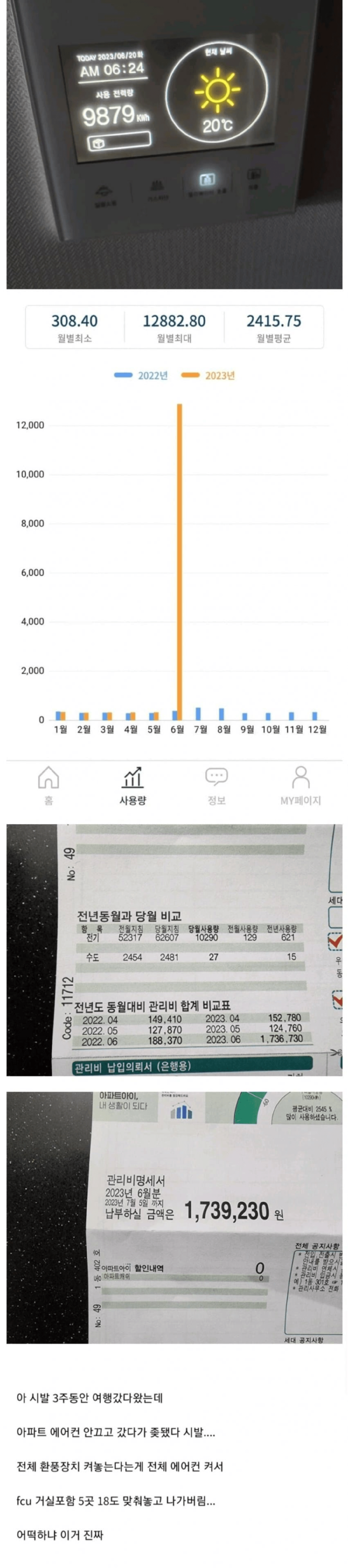 에어컨을 안끄고 여행을 다녀온 자. 