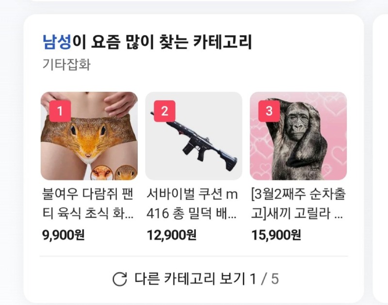 남성들이 요즘 많이 찾는 카테고리 