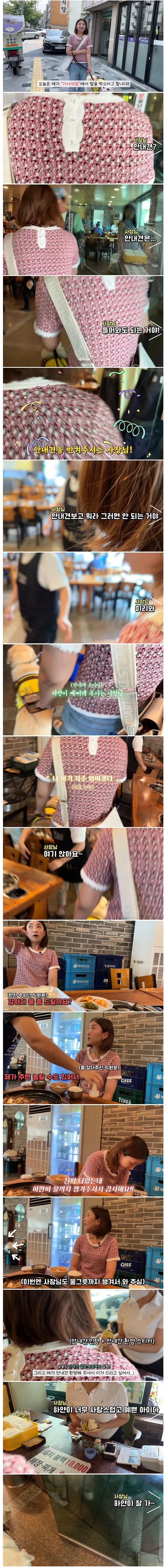 안내견이 식당으로 들어가자....