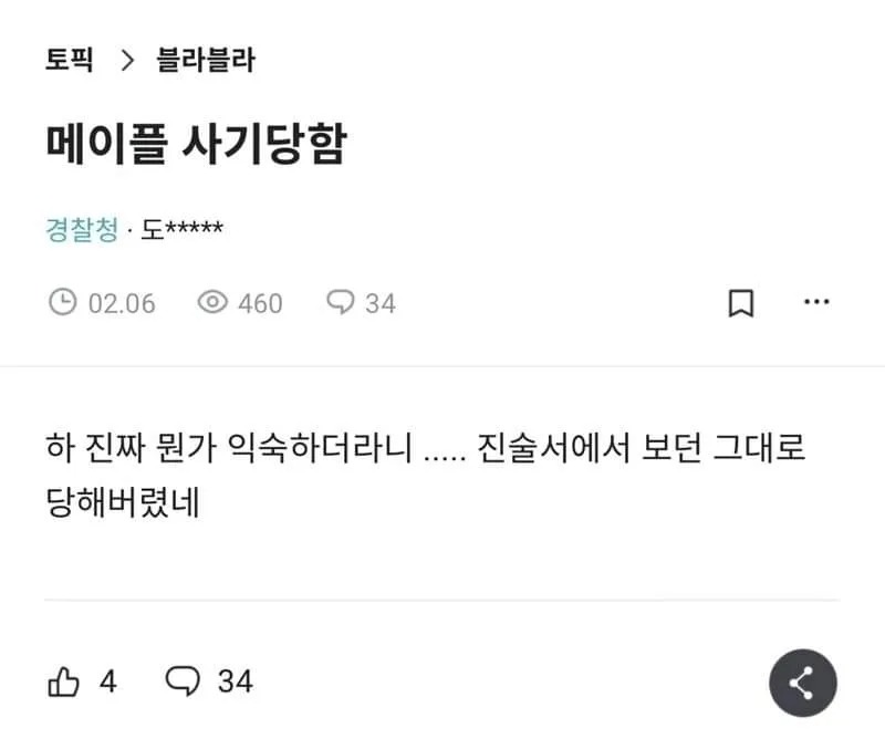 메이플 사기 당해버린...