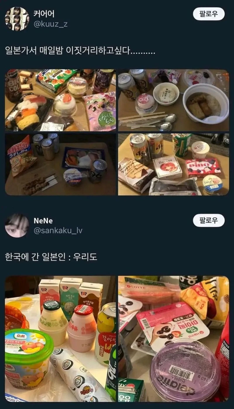 서로 편의점 털이하는 한일 관광객들