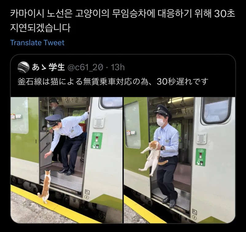 무임승차를 대응하기 위해 30초 멈춘열차