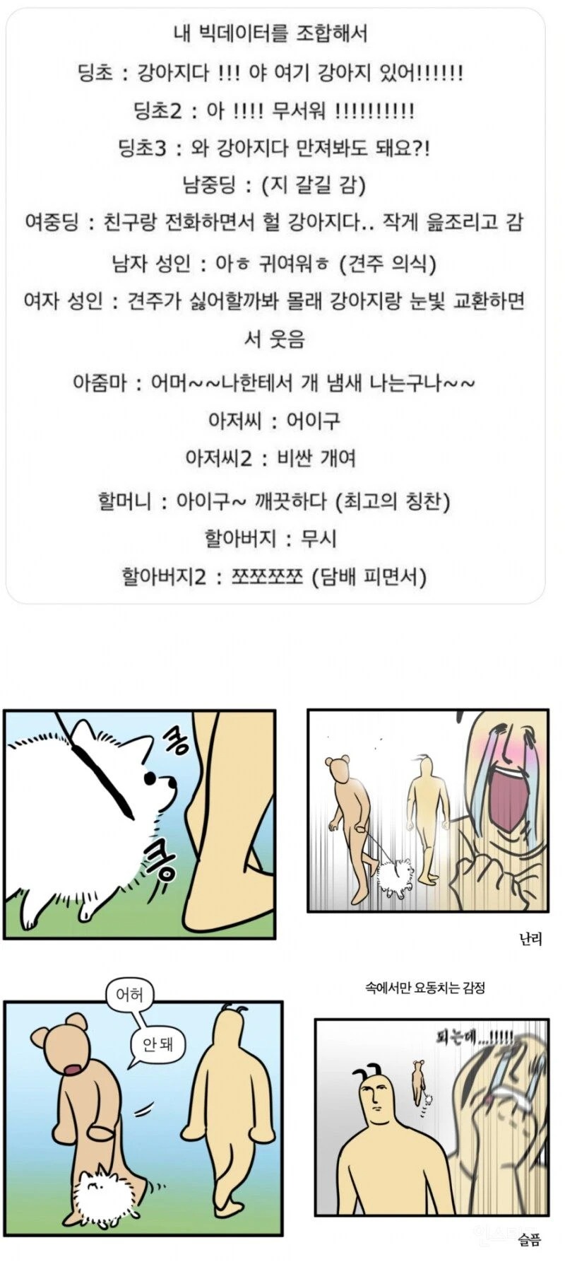 강아지를 산책시킬 때 만나는사람 특징