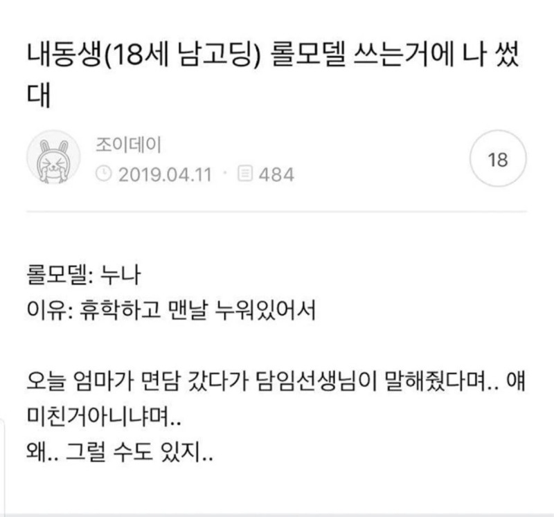 남동생의 롤모델이 된 누나
