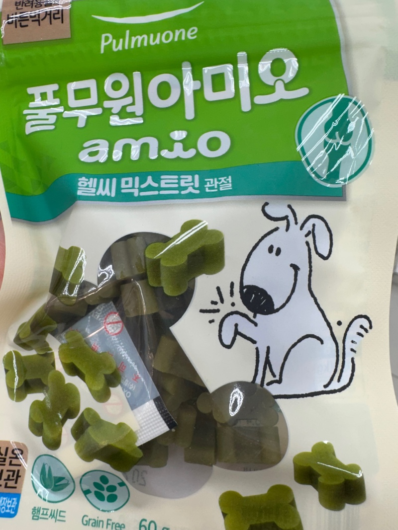 다이소 강아지간식 (7)풀무원 아미오 헬씨믹스 트릿 관절